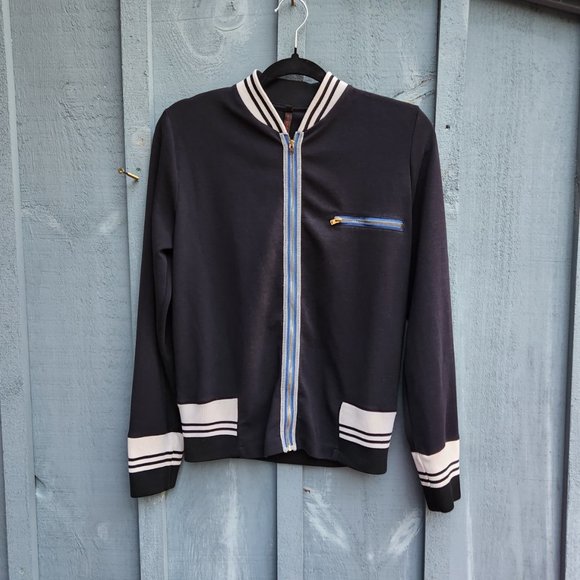 Nudie Jeans Co. Navy Zip Up Varsity Look Sweatshirt Sweater Unisex Size Small - Picture 2 of 5